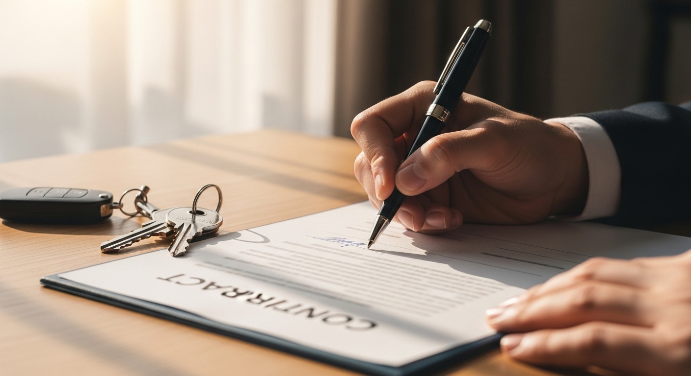 Spanish bank building with mortgage documents and house keys on a table in Alicante Spain