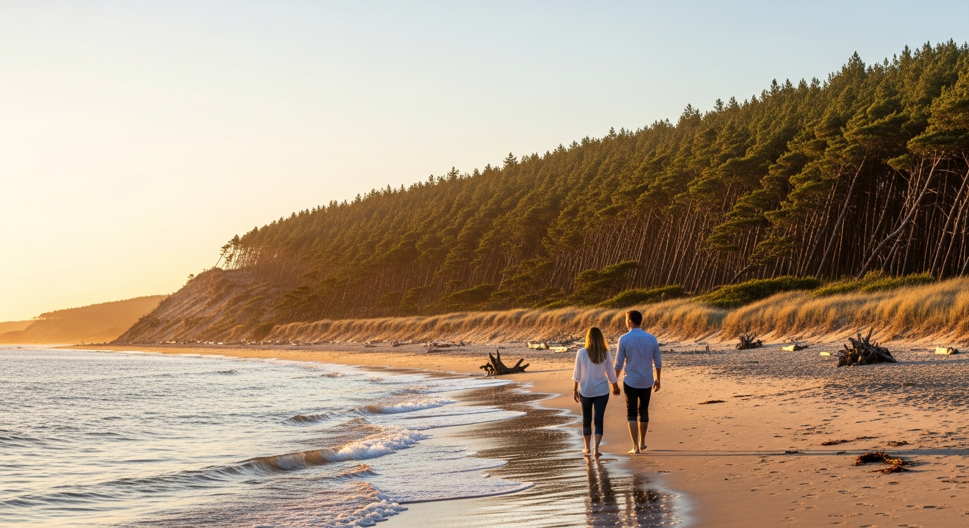 Pine forest dunes and beach in Guardamar del Segura