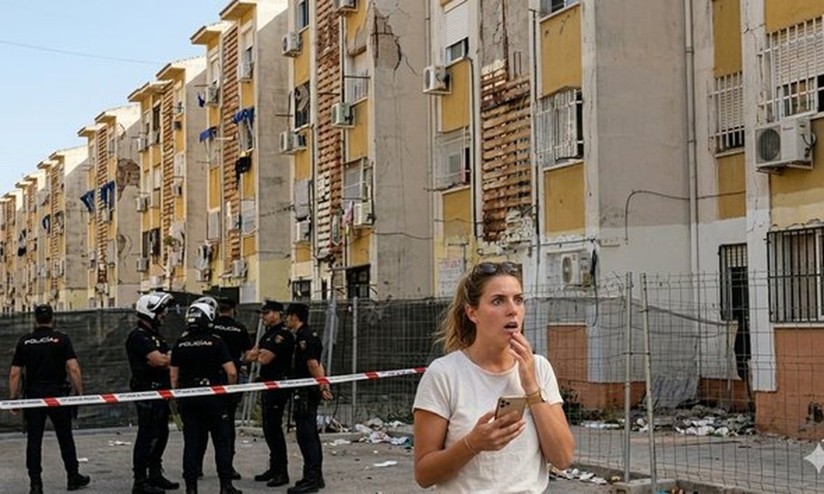 Torrevieja coastline with crowded apartment blocks and real estate signs