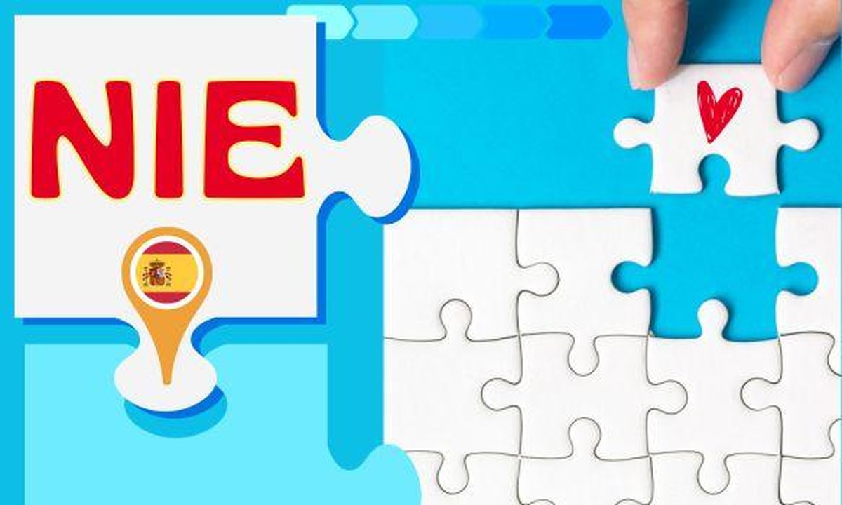 Applicant holding NIE document and passport at Spanish immigration office