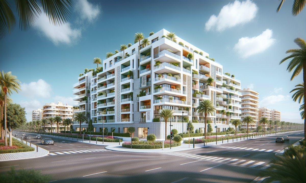 Modern affordable apartment building in Mediterranean style Torrevieja with balconies