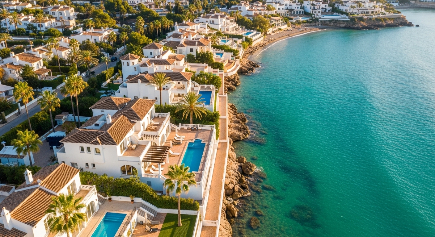 Vue panoramique de la côte de la Costa Blanca avec mer turquoise et villas méditerranéennes